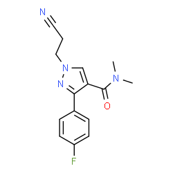 ChemSpider 2D Image | 1-(2-Cyanoethyl)-3-(4-fluorophenyl)-N,N-dimethyl-1H-pyrazole-4-carboxamide | C15H15FN4O