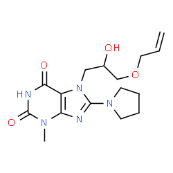ChemSpider 2D Image | 7-[3-(Allyloxy)-2-hydroxypropyl]-3-methyl-8-(1-pyrrolidinyl)-3,7-dihydro-1H-purine-2,6-dione | C16H23N5O4