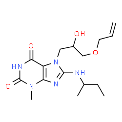 ChemSpider 2D Image | 7-[3-(Allyloxy)-2-hydroxypropyl]-8-(sec-butylamino)-3-methyl-3,7-dihydro-1H-purine-2,6-dione | C16H25N5O4
