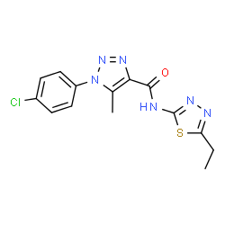 ChemSpider 2D Image | 1-(4-Chlorophenyl)-N-(5-ethyl-1,3,4-thiadiazol-2-yl)-5-methyl-1H-1,2,3-triazole-4-carboxamide | C14H13ClN6OS
