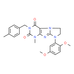 ChemSpider 2D Image | 8-(2,5-Dimethoxyphenyl)-1-methyl-3-(4-methylbenzyl)-7,8-dihydro-1H-imidazo[2,1-f]purine-2,4(3H,6H)-dione | C24H25N5O4