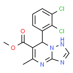 ChemSpider 2D Image | Methyl 7-(2,3-dichlorophenyl)-5-methyl-1,7-dihydro[1,2,4]triazolo[1,5-a]pyrimidine-6-carboxylate | C14H12Cl2N4O2