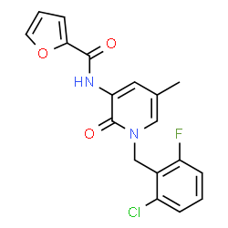 ChemSpider 2D Image | N-[1-(2-Chloro-6-fluorobenzyl)-5-methyl-2-oxo-1,2-dihydro-3-pyridinyl]-2-furamide | C18H14ClFN2O3