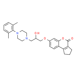 ChemSpider 2D Image | 7-{3-[4-(2,6-Dimethylphenyl)-1-piperazinyl]-2-hydroxypropoxy}-2,3-dihydrocyclopenta[c]chromen-4(1H)-one | C27H32N2O4
