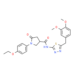 ChemSpider 2D Image | N-[5-(3,4-Dimethoxybenzyl)-1,3,4-thiadiazol-2-yl]-1-(4-ethoxyphenyl)-5-oxo-3-pyrrolidinecarboxamide | C24H26N4O5S