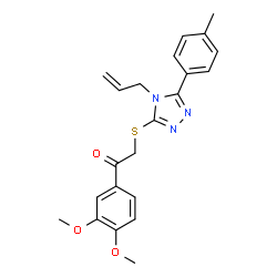 ChemSpider 2D Image | 2-{[4-Allyl-5-(4-methylphenyl)-4H-1,2,4-triazol-3-yl]sulfanyl}-1-(3,4-dimethoxyphenyl)ethanone | C22H23N3O3S