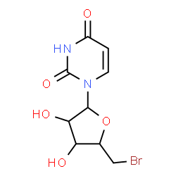ChemSpider 2D Image | 1-(5-Bromo-5-deoxypentofuranosyl)-2,4(1H,3H)-pyrimidinedione | C9H11BrN2O5