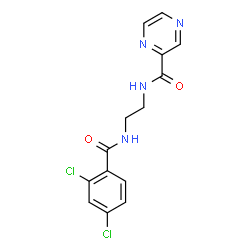 ChemSpider 2D Image | N-{2-[(2,4-Dichlorobenzoyl)amino]ethyl}-2-pyrazinecarboxamide | C14H12Cl2N4O2