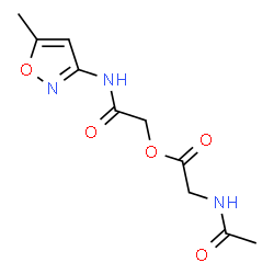 ChemSpider 2D Image | 2-[(5-Methyl-1,2-oxazol-3-yl)amino]-2-oxoethyl N-acetylglycinate | C10H13N3O5