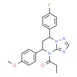 ChemSpider 2D Image | 1-[7-(4-Fluorophenyl)-5-(4-methoxyphenyl)-6,7-dihydro[1,2,4]triazolo[1,5-a]pyrimidin-4(5H)-yl]-1-propanone | C21H21FN4O2