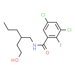 ChemSpider 2D Image | 3,5-Dichloro-N-[2-(2-hydroxyethyl)pentyl]-2-iodobenzamide | C14H18Cl2INO2