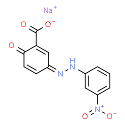 ChemSpider 2D Image | Sodium (3Z)-3-[(3-nitrophenyl)hydrazono]-6-oxo-1,4-cyclohexadiene-1-carboxylate | C13H8N3NaO5