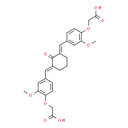 ChemSpider 2D Image | 2,2'-{(2-Oxo-1,3-cyclohexanediylidene)bis[(E)methylylidene(2-methoxy-4,1-phenylene)oxy]}diacetic acid | C26H26O9