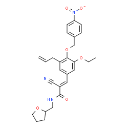 ChemSpider 2D Image | (2E)-3-{3-Allyl-5-ethoxy-4-[(4-nitrobenzyl)oxy]phenyl}-2-cyano-N-(tetrahydro-2-furanylmethyl)acrylamide | C27H29N3O6