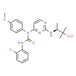 ChemSpider 2D Image | 3-(2-CHLOROPHENYL)-1-(2-{[(1S)-2-HYDROXY-1,2-DIMETHYLPROPYL]AMINO}PYRIMIDIN-4-YL)-1-(4-METHOXYPHENYL)UREA | C23H26ClN5O3