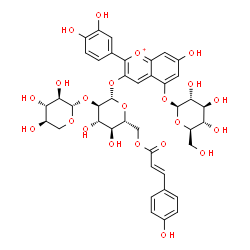 ChemSpider 2D Image | Cyanidin-3-O-(6''-O-(E-p-coum)-2''-O-(beta-xylopyranosyl)-beta-glucopyranoside)-5-O-beta-glucopyranoside | C41H45O22