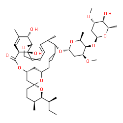 ChemSpider 2D Image | (1'S,2R,4'R,5S,6S,8'S,10'E,12'S,13'S,20'R,21'S,24'R)-6-[(2S)-2-Butanyl]-21',24'-dihydroxy-5,11',13',22'-tetramethyl-2'-oxo-3,4,5,6-tetrahydrospiro[pyran-2,6'-[3,7,19]trioxatetracyclo[15.6.1.1~4,8~.0~2
0,24~]pentacosa[10,14,16,22]tetraen]-12'-yl 2,6-dideoxy-4-O-(2,6-dideoxy-3-O-methyl-alpha-L-lyxo-hexopyranosyl)-3-O-methyl-alpha-L-lyxo-hexopyranoside | C48H74O14