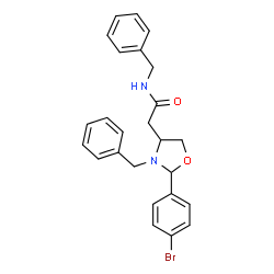ChemSpider 2D Image | N-Benzyl-2-[3-benzyl-2-(4-bromophenyl)-1,3-oxazolidin-4-yl]acetamide | C25H25BrN2O2