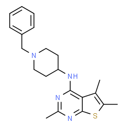 ChemSpider 2D Image | N-(1-Benzyl-4-piperidinyl)-2,5,6-trimethylthieno[2,3-d]pyrimidin-4-amine | C21H26N4S
