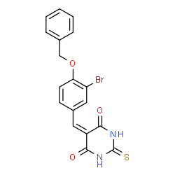 ChemSpider 2D Image | 5-[4-(Benzyloxy)-3-bromobenzylidene]-2-thioxodihydro-4,6(1H,5H)-pyrimidinedione | C18H13BrN2O3S