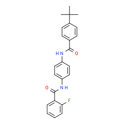 ChemSpider 2D Image | 2-Fluoro-N-(4-{[4-(2-methyl-2-propanyl)benzoyl]amino}phenyl)benzamide | C24H23FN2O2
