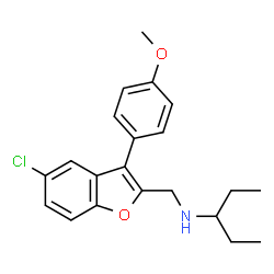 ChemSpider 2D Image | N-{[5-Chloro-3-(4-methoxyphenyl)-1-benzofuran-2-yl]methyl}-3-pentanamine | C21H24ClNO2