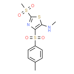 ChemSpider 2D Image | N-Methyl-4-[(4-methylphenyl)sulfonyl]-2-(methylsulfonyl)-1,3-thiazol-5-amine | C12H14N2O4S3
