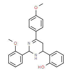 ChemSpider 2D Image | 2-[2-(2-Methoxyphenyl)-6-(4-methoxyphenyl)-2,3,4,5-tetrahydro-4-pyrimidinyl]phenol | C24H24N2O3