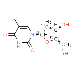 ChemSpider 2D Image | [1',2',3',4',5'-13C5]THYMIDINE | C513C5H14N2O5