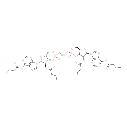 ChemSpider 2D Image | Barium bis[(4aR,6R,7R,7aR)-6-[6-(butyrylamino)-9H-purin-9-yl]-7-(butyryloxy)tetrahydro-4H-furo[3,2-d][1,3,2]dioxaphosphinin-2-olate 2-oxide] | C36H46BaN10O16P2
