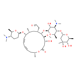ChemSpider 2D Image | [(4R,5S,6S,7R,9R,10R,11Z,13Z,16R)-6-{[(2S,3R,4R,5S,6R)-5-{[(2S,4R,5S,6S)-4,5-Dihydroxy-4,6-dimethyltetrahydro-2H-pyran-2-yl]oxy}-4-(dimethylamino)-3-hydroxy-6-methyltetrahydro-2H-pyran-2-yl]oxy}-10-{[
(2R,5S,6R)-5-(dimethylamino)-6-methyltetrahydro-2H-pyran-2-yl]oxy}-4-hydroxy-5-methoxy-9,16-dimethyl-2-oxooxacyclohexadeca-11,13-dien-7-yl]acetaldehyde (non-preferred name) | C43H74N2O14