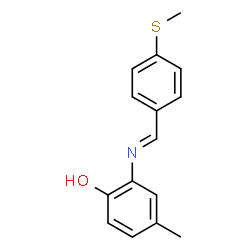 ChemSpider 2D Image | 4-Methyl-2-{(E)-[4-(methylsulfanyl)benzylidene]amino}phenol | C15H15NOS