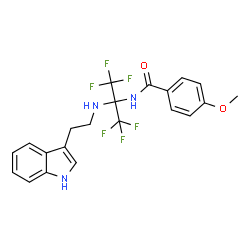 ChemSpider 2D Image | N-(1,1,1,3,3,3-Hexafluoro-2-{[2-(1H-indol-3-yl)ethyl]amino}-2-propanyl)-4-methoxybenzamide | C21H19F6N3O2