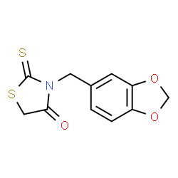 ChemSpider 2D Image | 3-(1,3-Benzodioxol-5-ylmethyl)-2-thioxo-1,3-thiazolidin-4-one | C11H9NO3S2