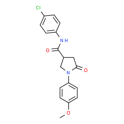 ChemSpider 2D Image | N-(4-Chlorophenyl)-1-(4-methoxyphenyl)-5-oxo-3-pyrrolidinecarboxamide | C18H17ClN2O3
