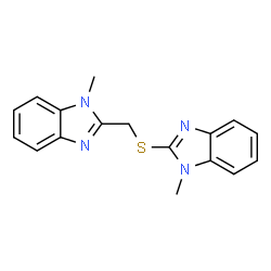 ChemSpider 2D Image | 1-Methyl-1H-benzimidazol-2-yl (1-methyl-1H-benzimidazol-2-yl)methyl sulfide | C17H16N4S