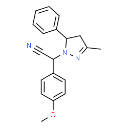 ChemSpider 2D Image | Acetonitrile, 2-(4-methoxyphenyl)-2-(3-methyl-5-phenyl-2-pyrazolin-1-yl)- | C19H19N3O