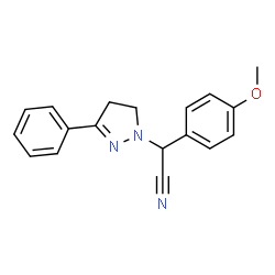 ChemSpider 2D Image | (4-Methoxyphenyl)(3-phenyl-4,5-dihydro-1H-pyrazol-1-yl)acetonitrile | C18H17N3O