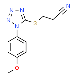 ChemSpider 2D Image | 3-[1-(4-Methoxy-phenyl)-1H-tetrazol-5-ylsulfanyl]-propionitrile | C11H11N5OS