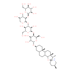 ChemSpider 2D Image | (1S,2S,5'S,7S,9aS,11aR)-1,5',9a,11a-Tetramethyltetradecahydro-1H-spiro[phenanthro[1,2-b]furan-2,2'-piperidin]-7-yl alpha-D-glucopyranosyl-(1->2)-alpha-D-xylopyranosyl-(1->3)-alpha-D-glucopyranosyl-(1-
>4)-alpha-D-galactopyranoside | C47H79NO21