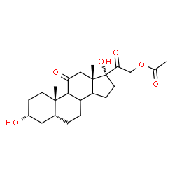 ChemSpider 2D Image | (3alpha,5beta,8xi,9xi,14xi)-3,17-Dihydroxy-11,20-dioxopregnan-21-yl acetate | C23H34O6