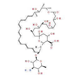 ChemSpider 2D Image | (1S,3S,5R,6S,9R,11R,15S,16S,17R,18S,33R,35S,36R,37S)-33-[(3-Amino-3,6-dideoxy-beta-L-glucopyranosyl)oxy]-1,3,5,6,9,11,17,37-octahydroxy-15,16,18-trimethyl-13-oxo-14,39-dioxabicyclo[33.3.1]nonatriacont
a-19,21,23,25,27,29,31-heptaene-36-carboxylic acid | C47H73NO17