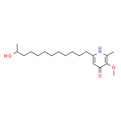 ChemSpider 2D Image | 6-(11-Hydroxydodecyl)-3-methoxy-2-methyl-4(1H)-pyridinone | C19H33NO3