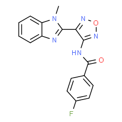 ChemSpider 2D Image | 4-Fluoro-N-[4-(1-methyl-1H-benzimidazol-2-yl)-1,2,5-oxadiazol-3-yl]benzamide | C17H12FN5O2