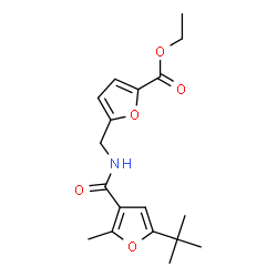 ChemSpider 2D Image | Ethyl 5-{[(5-tert-butyl-2-methyl-3-furoyl)amino]methyl}-2-furoate | C18H23NO5