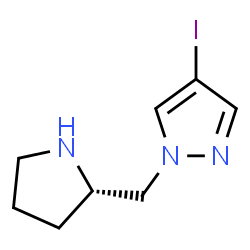 ChemSpider 2D Image | 4-Iodo-1-[(2S)-2-pyrrolidinylmethyl]-1H-pyrazole | C8H12IN3