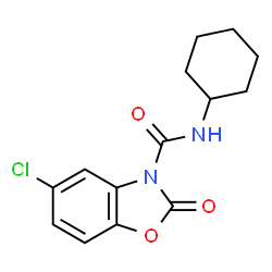 ChemSpider 2D Image | 5-Chloro-N-cyclohexyl-2-oxo-1,3-benzoxazole-3(2H)-carboxamide | C14H15ClN2O3
