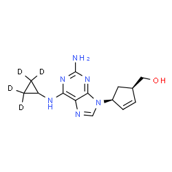 ChemSpider 2D Image | [(1R,4S)-4-{2-Amino-6-[(2,2,3,3-~2~H_4_)cyclopropylamino]-9H-purin-9-yl}-2-cyclopenten-1-yl]methanol | C14H14D4N6O