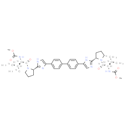 ChemSpider 2D Image | Methyl [(2S)-1-[(2S)-2-{5-[4'-(2-{(2S)-1-[(2S)-2-[(methoxycarbonyl)amino]-3-(~13~C)methyl(~13~C_4_)butanoyl]-2-pyrrolidinyl}-1H-imidazol-4-yl)-4-biphenylyl]-1H-imidazol-2-yl}-1-pyrrolidinyl]-3-(~13~C)
methyl-1-oxo(~13~C_4_)-2-butanyl]carbamate | C3013C10H50N8O6