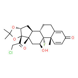 ChemSpider 2D Image | (11?,16?)-21-chloro-9-fluoro-11-hydroxy-16,17-((1-methylethylidene)bis(oxy))pregna-1,4-diene-3,20-dione | C24H30ClFO5